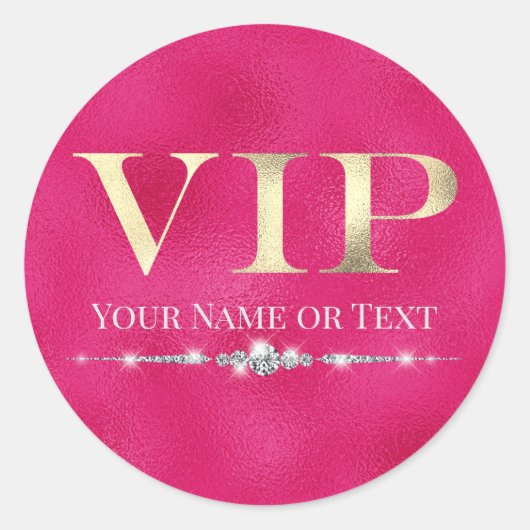 Glamour Gold VIP auf Hot Pink Runder Aufkleber (Vorderseite)
