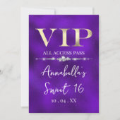 Glamour Gold VIP auf Lila Einladung (Vorderseite)