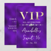 Glamour Gold VIP auf Lila Einladung (Vorne/Hinten)