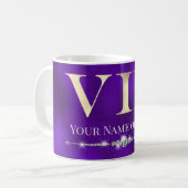 Glamour Gold VIP auf Lila Kaffeetasse (Vorderseite Links)