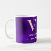 Glamour Gold VIP auf Lila Kaffeetasse (Links)