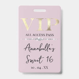 Glamour Gold VIP auf rosa Ausweis