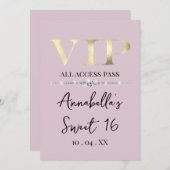 Glamour Gold VIP auf rosa Einladung (Vorne/Hinten)