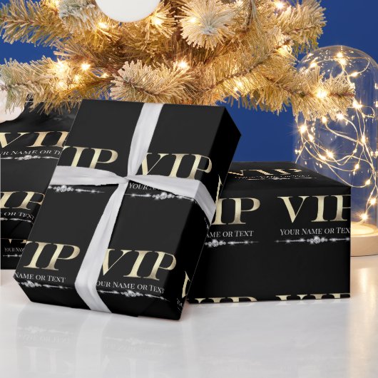 Glamour Gold VIP auf schwarz Geschenkpapier (Feiertage)