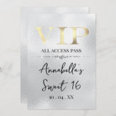 Glamour Gold VIP auf Silber Einladung (Vorne/Hinten)