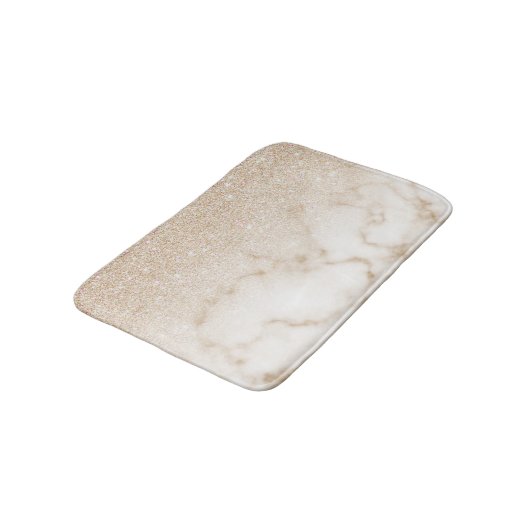 Glamour Gold White Glitzer Marmor Gradient Ombre Badematte (Schrägansicht)