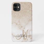 Glamour Gold White Glitzer Marmor Gradient Ombre Case-Mate iPhone Hülle (Rückseite)