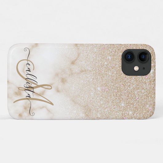 Glamour Gold White Glitzer Marmor Gradient Ombre Case-Mate iPhone Hülle (Rückseite (Horizontal))