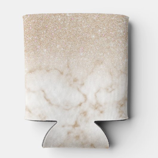 Glamour Gold White Glitzer Marmor Gradient Ombre Dosenkühler (Rückseite)
