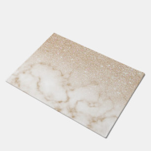 Glamour Gold White Glitzer Marmor Gradient Ombre Fußmatte