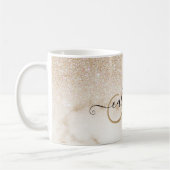 Glamour Gold White Glitzer Marmor Gradient Ombre Kaffeetasse (Links)