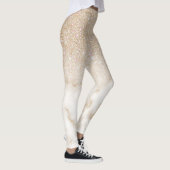 Glamour Gold White Glitzer Marmor Gradient Ombre Leggings (Rechts)