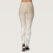 Glamour Gold White Glitzer Marmor Gradient Ombre Leggings (Rückseite)