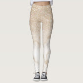 Glamour Gold White Glitzer Marmor Gradient Ombre Leggings (Vorderseite)