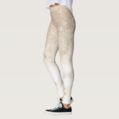 Glamour Gold White Glitzer Marmor Gradient Ombre Leggings (Links)