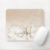 Glamour Gold White Glitzer Marmor Gradient Ombre Mousepad (Mit Mouse)