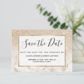 Glamour Gold White Glitzer Marmor Gradient Ombre Save The Date (Stehend Vorderseite)