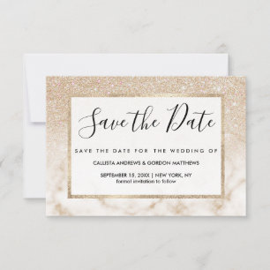 Glamour Gold White Glitzer Marmor Gradient Ombre Save The Date