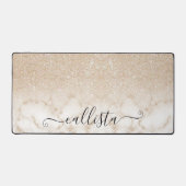 Glamour Gold White Glitzer Marmor Gradient Schreibtischunterlage (Vorderseite)