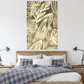 Glamour Golden and White Botanical Zeichnend Leinwanddruck (Insitu (Schlafzimmer))