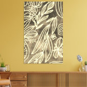 Glamour Golden and White Botanical Zeichnend Leinwanddruck (Insitu (Wohnzimmer))