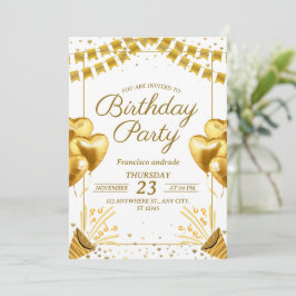 Glamour Golden Birthday Celebration Einladung