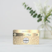 Glamour Golden Glitzer Sparkling Stars mit Logo Visitenkarte (Stehend Vorderseite)