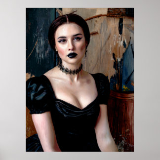Glamour Goth Simulated Oil Painting Poster