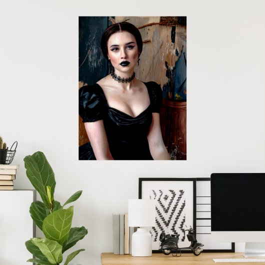 Glamour Goth Simulated Oil Painting Poster (Heimbüro)