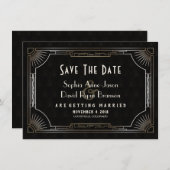 Glamour Great Gatsby Gold Art Deco Hochzeit Save The Date (Vorne/Hinten)
