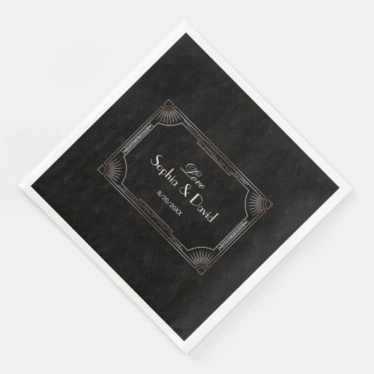 Glamour Great Gatsby Gold Art Deco Hochzeit Serviette (Ecke)