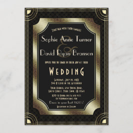 Glamour Great Gatsby Gold Black Art Deco Hochzeit Einladung