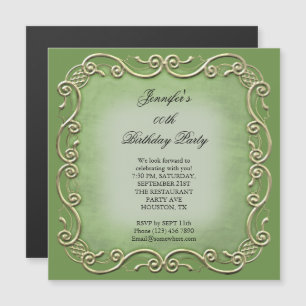 Glamour Green Antill Scroll Geburtstagsparty Magneteinladung