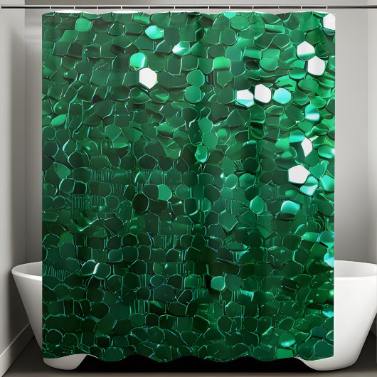 Glamour Green Sequin Duschvorhang