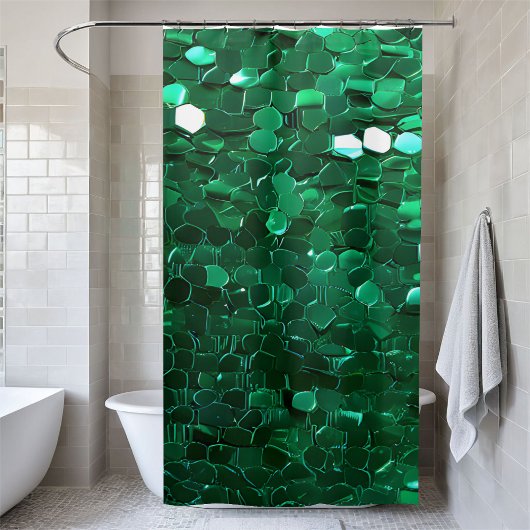 Glamour Green Sequin Duschvorhang