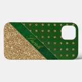 Glamour Green und Gold Personalisiert Case-Mate iPhone Hülle (Rückseite (Horizontal))
