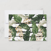 Glamour Greenery Gold Frame Wedding RSVP Card Karte (Rückseite)