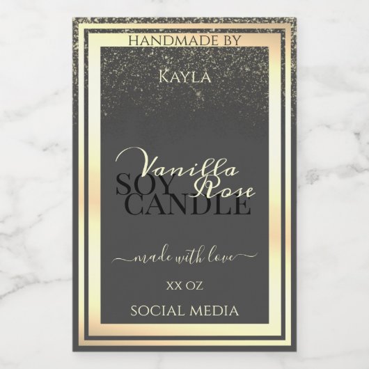 Glamour Grey Product Packaging Labels Gold Frame Lebensmitteletikett (Einzelnes Label)