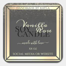Glamour Grey Product Packaging Labels Gold Frame Quadratischer Aufkleber