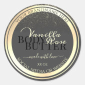 Glamour Grey Product Packaging Labels Gold Frame Runder Aufkleber (Vorderseite)