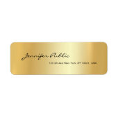 Glamour Hand Script Simple Gold Rücksendeadresse (Vorne)