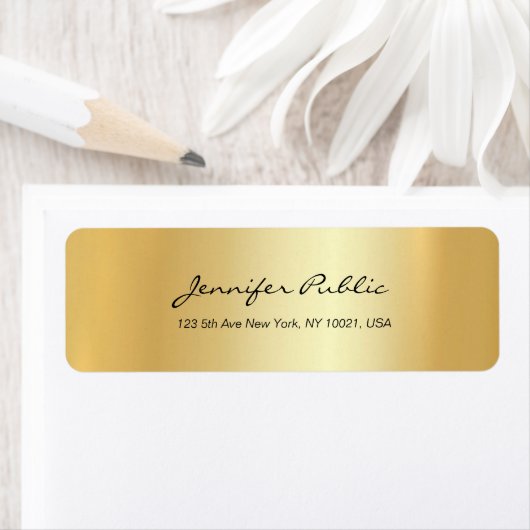 Glamour Hand Script Simple Gold Top-Rücksendeadres (Insitu)