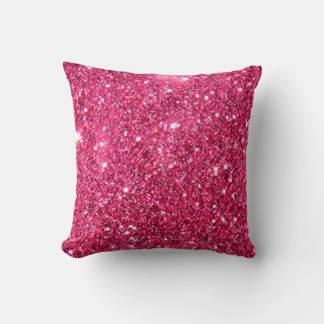 Glamour-heißes Rosa-Glitter Kissen (Vorderseite)