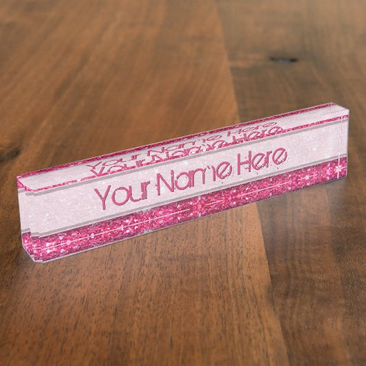 Glamour-heißes Rosa-Glitzer Namensplakette (Seite)