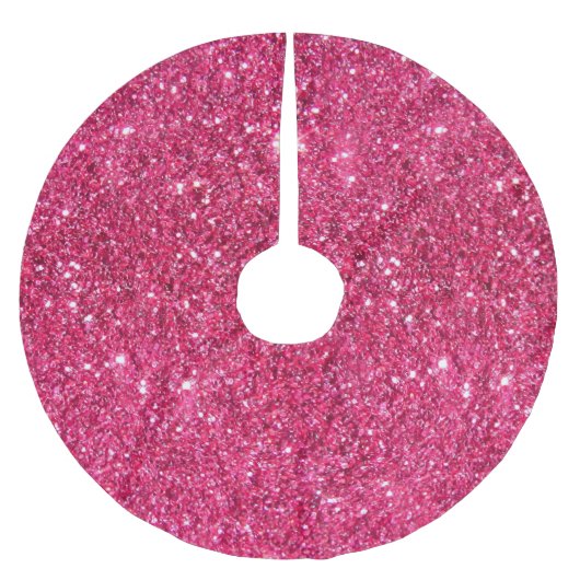 Glamour-heißes Rosa-Glitzer Polyester Weihnachtsbaumdecke (Vorderseite)
