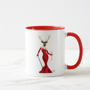 Glamour Hirsch in Rot Tasse