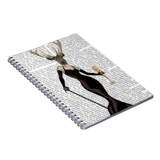 Glamour Hirsch in Schwarz Notizblock (Rechte Seite)