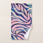 Glamour Holographic Glitzer Blue Zebra Stripes Badhandtuch Set (Handtuch)