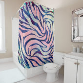Glamour Holographic Glitzer Blue Zebra Stripes Duschvorhang (Beispiel)