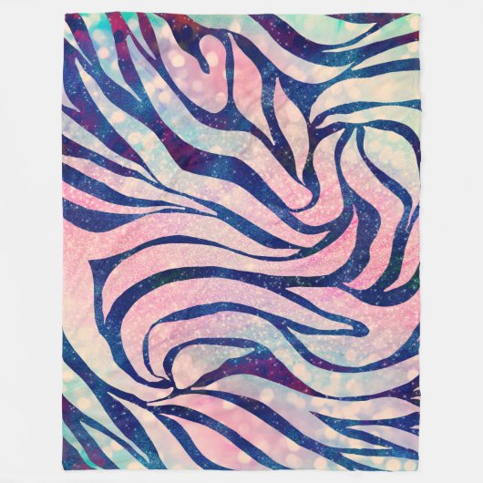 Glamour Holographic Glitzer Blue Zebra Stripes Fleecedecke (Vorderseite)